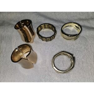 Contemporary Gold Tone Bracelets And Cuffs Lot Of 5 Punk Gothic Chic Style
